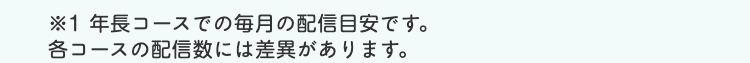 ※1年長コースでの毎月の配信目安です。
各コースの配信数には差異があります。